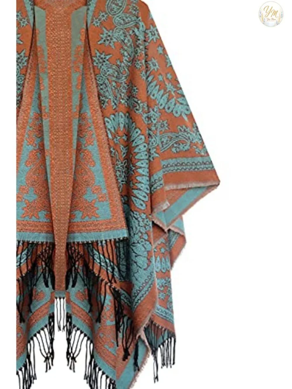 Women's Printed Tassel Poncho Cape Cardigan Wrap Shawl
